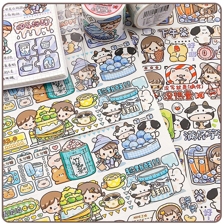 Chiêt cuộn washitape họa tiết DoDoJam dễ thương, Cuộn băng giấy dán in hình Telado trang trí sổ tay xinh xắn