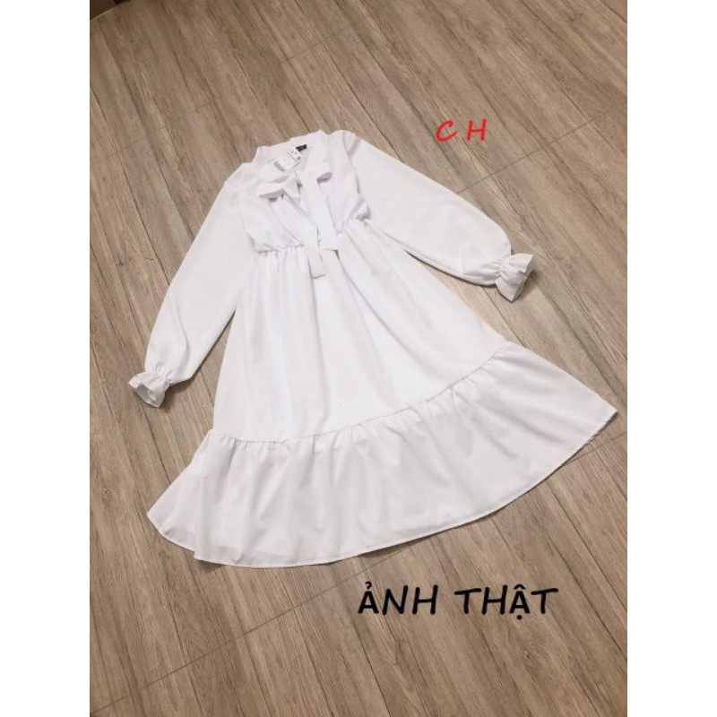 [RẺ VÔ ĐỊCH] sét đầm vintage dáng ullzang trắng nơ ngực🎀đầm nữ🦋váy babydoll tay bồng dáng suông có lót trong kèm gile | BigBuy360 - bigbuy360.vn