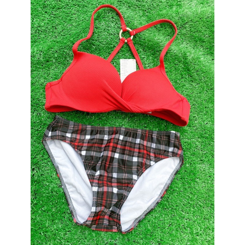 Bikini màu hồng cổ cột dây sexy 2 mảnh
