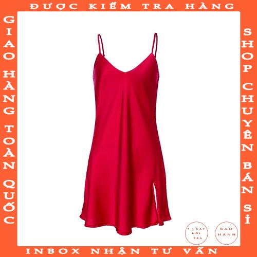 Đầm Ngủ Mặc Nhà Lụa Satin Mặc Nhà Hisexy Không Mút Ngực MD14 tranvuong