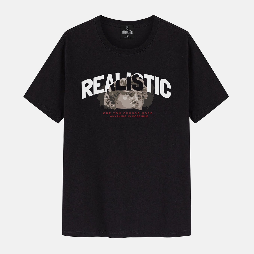 Áo thun nam tay ngắn 100% Cotton co giãn 4 chiều màu đen MINUTE REALISTIC