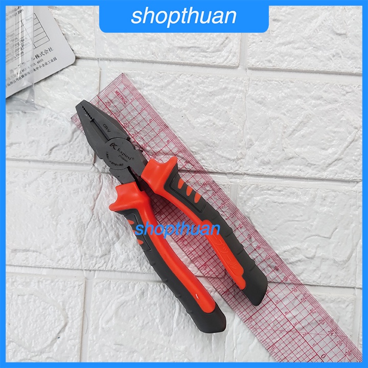 Kìm điện Kapusi 8 in ( 200mm ) cán bọc nhựa đầu bằng