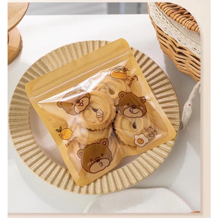 Túi Zip đựng bánh quy hoạ tiết Thỏ Cony và Gấu Brown