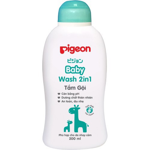 Sữa Tắm- Gội Dịu Nhẹ Pigeon 200ml dành cho da nhạy cảm chiết xuất Hoa Hướng Dương/ Jojoba (200ml)