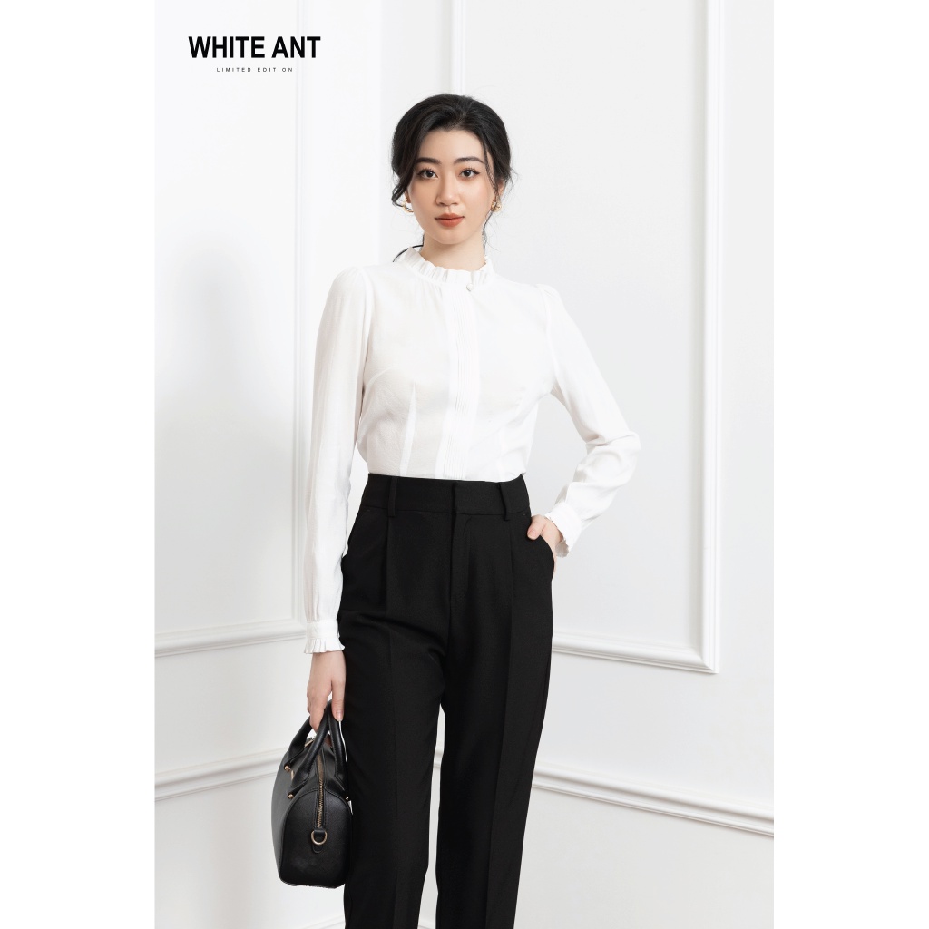 Quần Baggy Công Sở Nữ WHITE ANT Thiết Kế Dáng Dài Cạp Cao, Chất Liệu Vải Cao Cấp Co Giãn Nhẹ 160604026.100