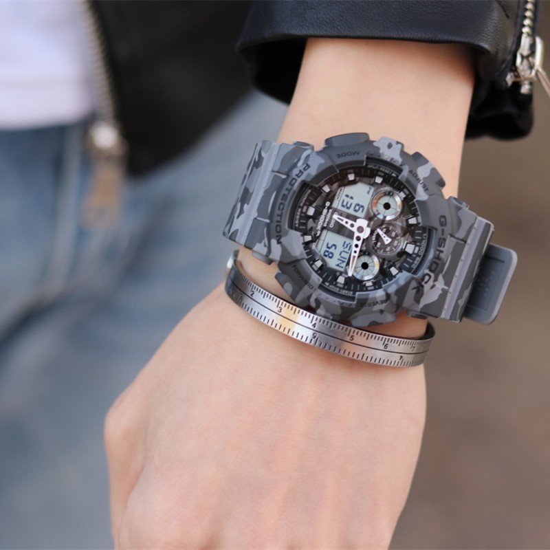 Đồng hồ nam CASIO G-SHOCK GA-100CM-8ADR Chính hãng - Dây Nhựa Rằn Ri Mạnh Mẽ
