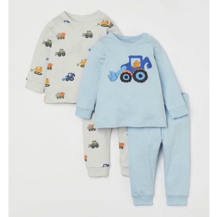 Bộ dài tay bé trai - Set 2 bộ cotton dài tay OTO HM cho bé trai size 1-6t