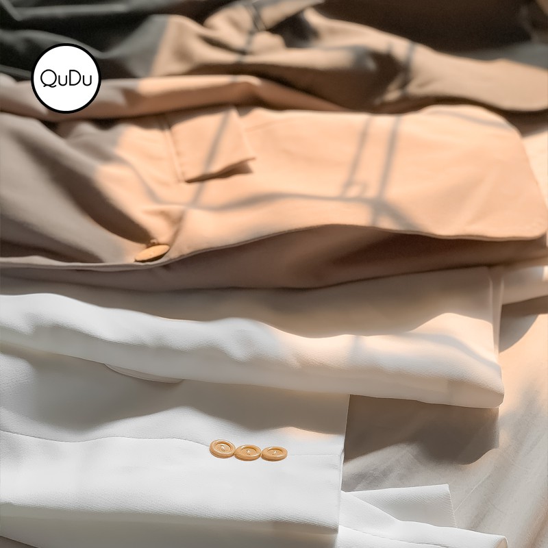 [Vest Thiết Kế] Áo Blazer Nữ QuDu Màu Trắng Đen Freesize  Dài Tay Hai Lớp Sang Xịn Trẻ Trung Hàng Thiết Kế | BigBuy360 - bigbuy360.vn