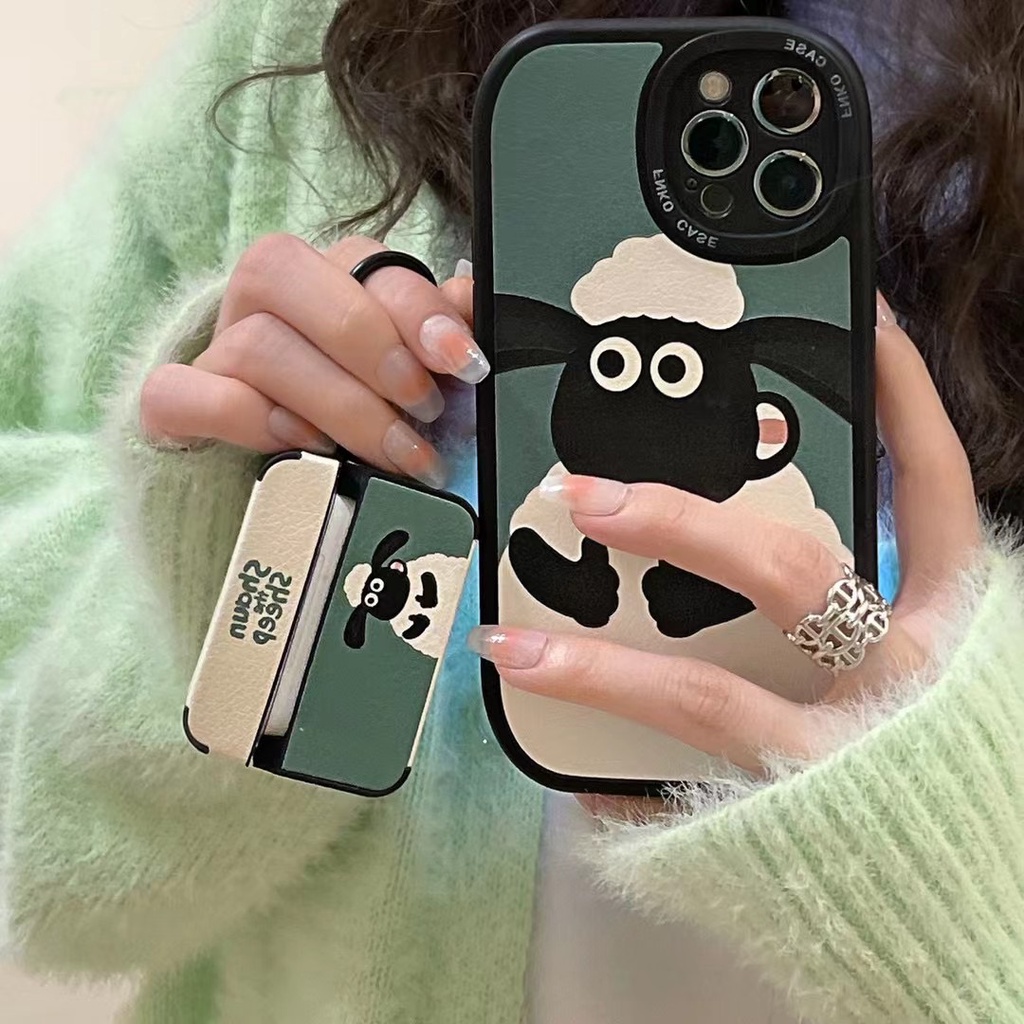 Ốp Điện Thoại Da Hình Cửa Hàng Hoa Lily / Cừu Xanh Lá Cho iPhone 11 12 13 14 Pro Max 7Plus 8 Plus X XS XR