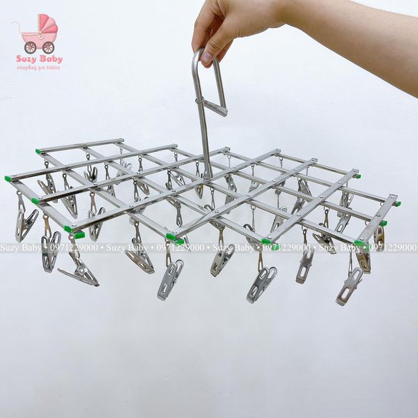 Móc chùm inox 32 kẹp cho bé phơi đồ