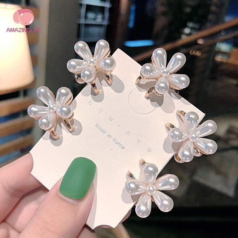 [Amazinglife] Kẹp Tóc Mini Đính Ngọc Trai Giả / Kẹp Tóc Càng Cua Cá TíNh Phong Cách Retro