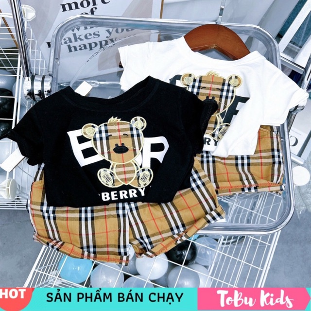 Set Bộ BBR Bé Trai Bé Gái Thêu Gấu Ảnh Shop Chụp TB14