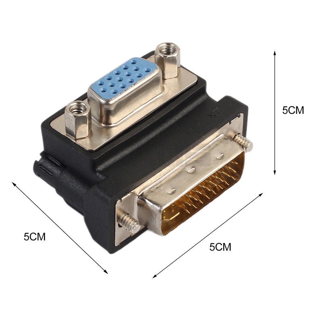 Đầu Chuyển Đổi Hdmi Dvi-i 24 + 5 Đực Sang Vga 15 Pin Cái Mini 90 Độ Cho Màn Hình Tv / Laptop