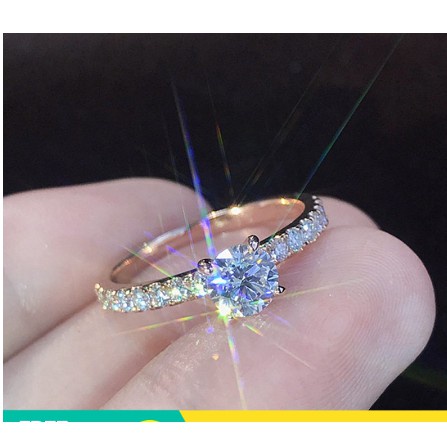 Nhẫn Bạc S925 Đính Đá Sapphire Trắng Tự Nhiên Tinh Tế Đơn Giản