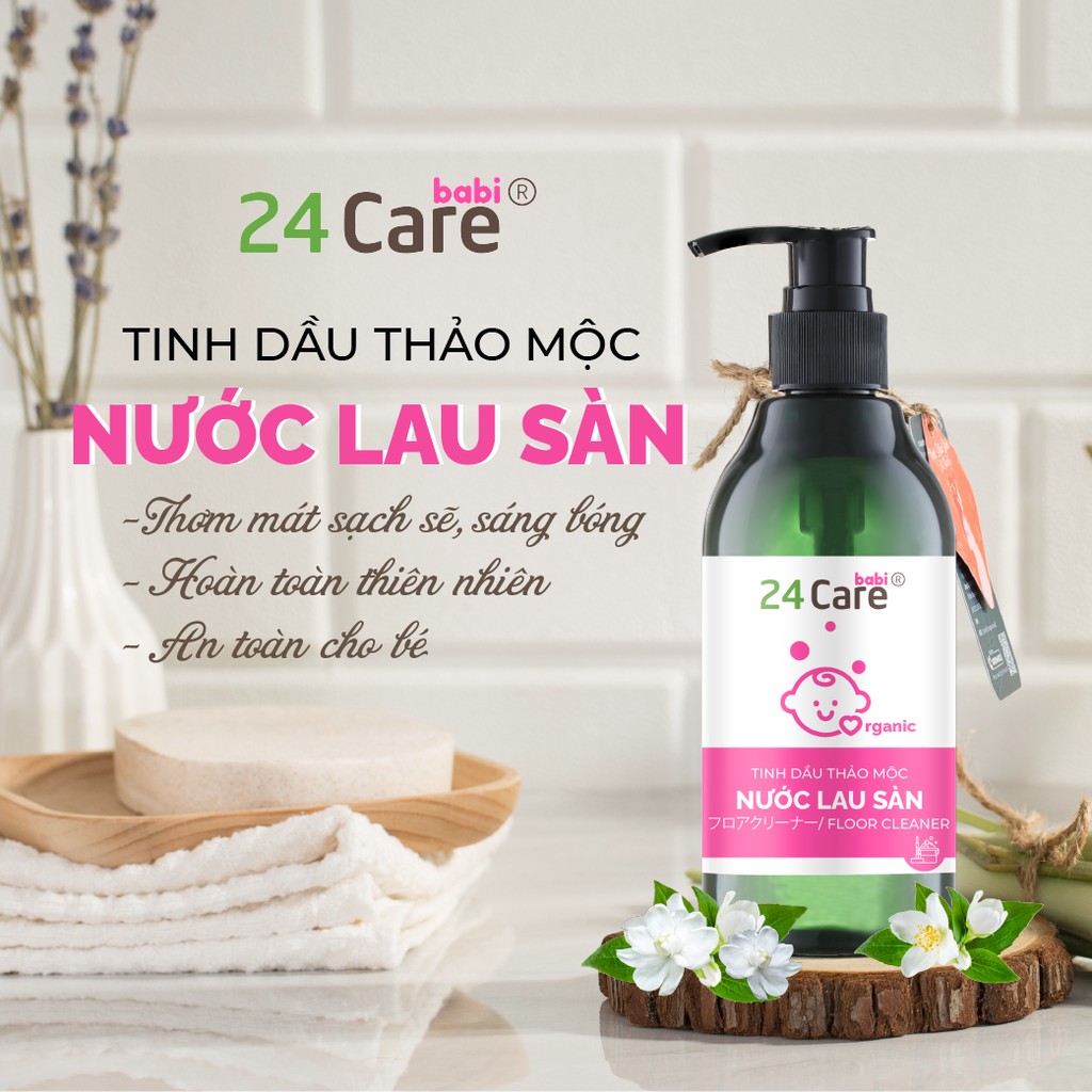 Nước lau sàn đuổi muỗi cho bé hữu cơ 24CareBaby - đặc biệt dành cho bé dưới 2 tuổi, diệt khuẩn tối đa, không bết rít