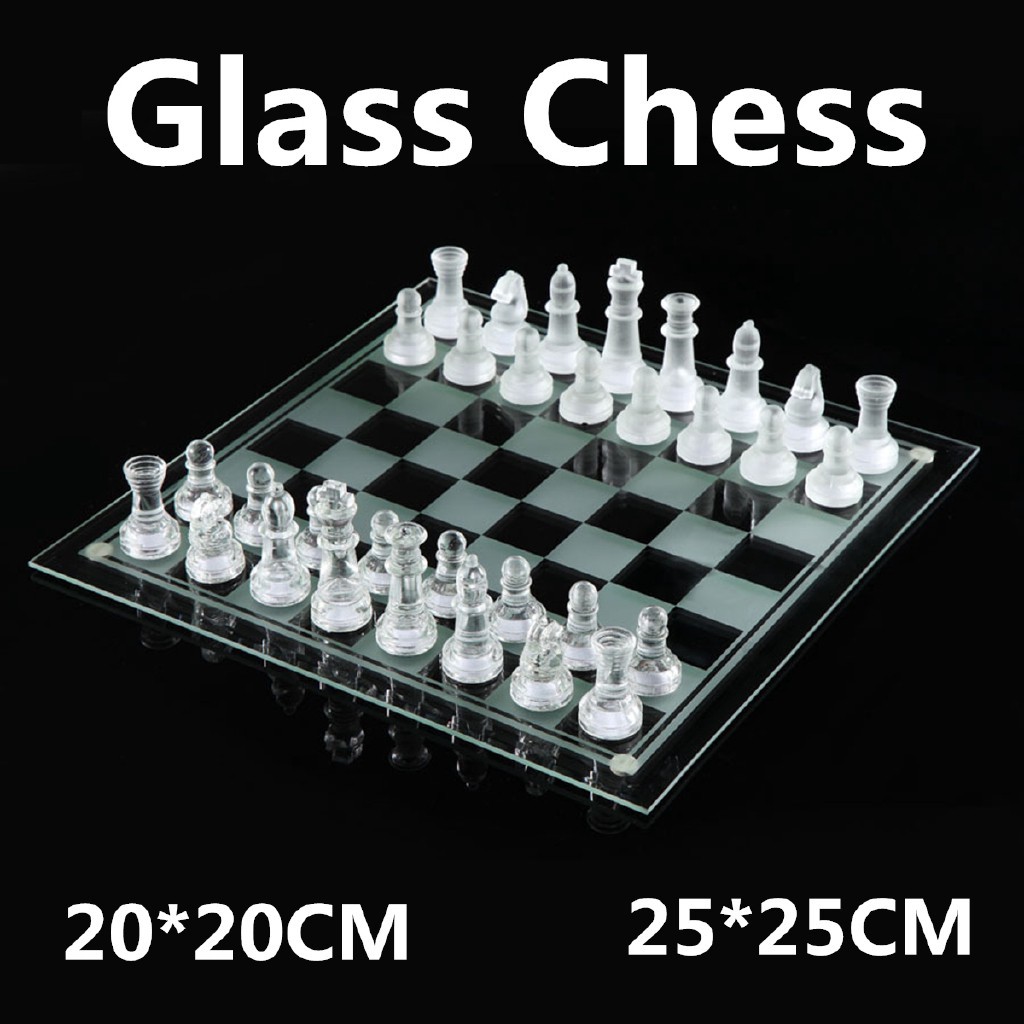 Bộ bàn cờ thủy tinh chơi cờ vua đen trắng K9 cao cấp board game