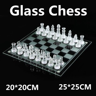 Bộ bàn cờ thủy tinh chơi cờ vua đen trắng K9 cao cấp board game