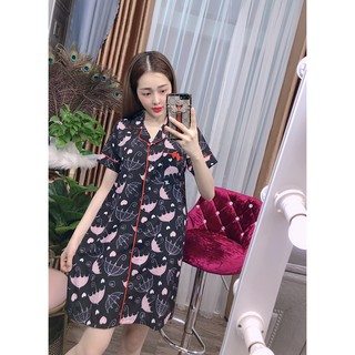 Bộ Đồ Ngủ Đồ Bộ Pijama Lụa Nữ Mặc Nhà Đầm Nơ Lụa Thái