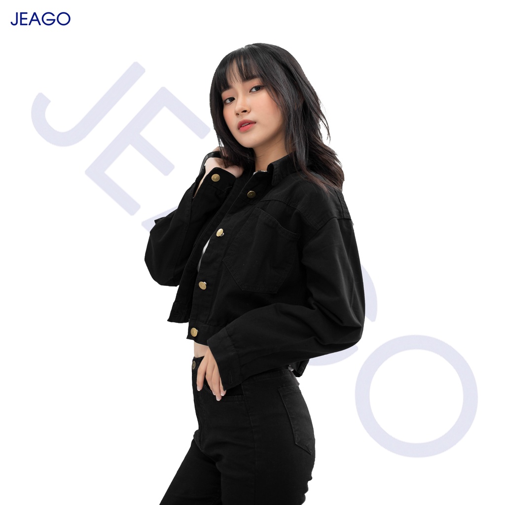 Áo Khoác Kaki Jean Nút Sau Dành Cho Nữ - ĐEN JEAGO_M06