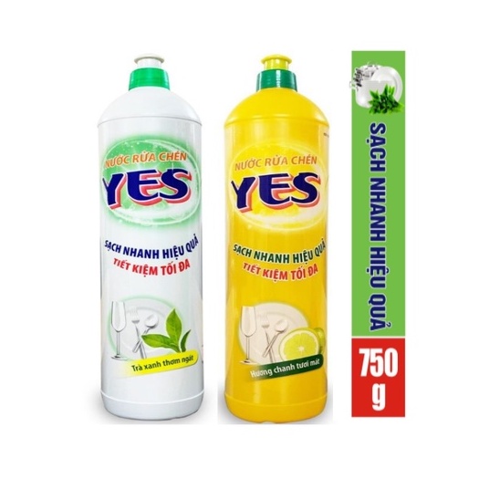 ( Chính hãng LIX ) Nước rửa chén YES 750ml đánh bay dầu mỡ, sạch bóng, an toàn khi sử dụng LIXCO