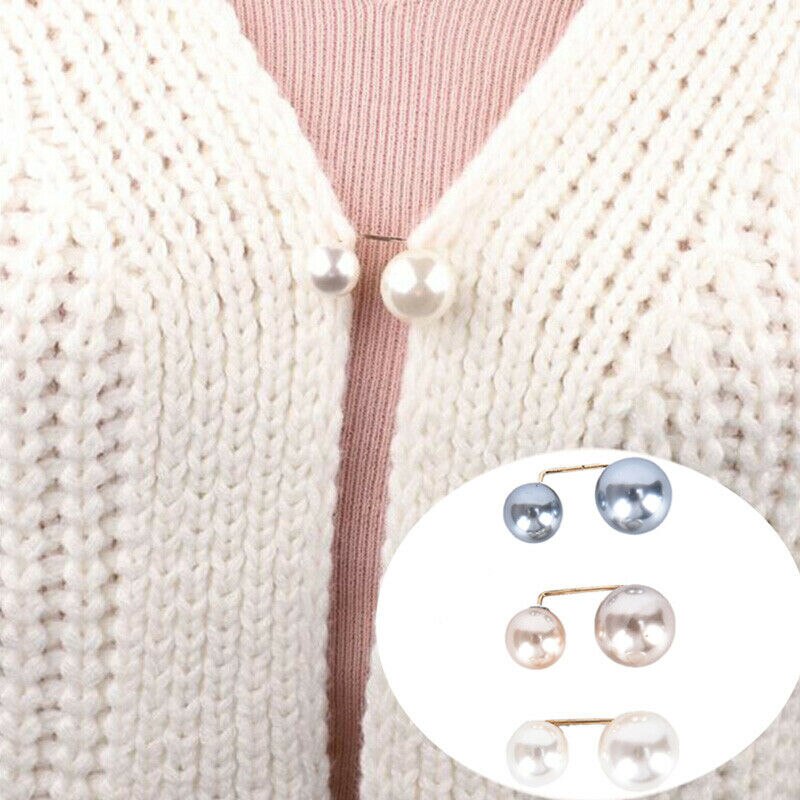 3Pcs Women Fashion Double Pearl Brooch/ Personality Clothes jacket Brooch Pin/ Lapel Hat Collar Jewelry