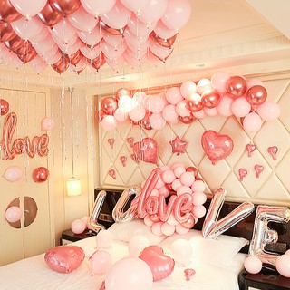 Set bóng trang trí phòng cưới bóng chữ Happy Wedding trang trí phòng tân hôn