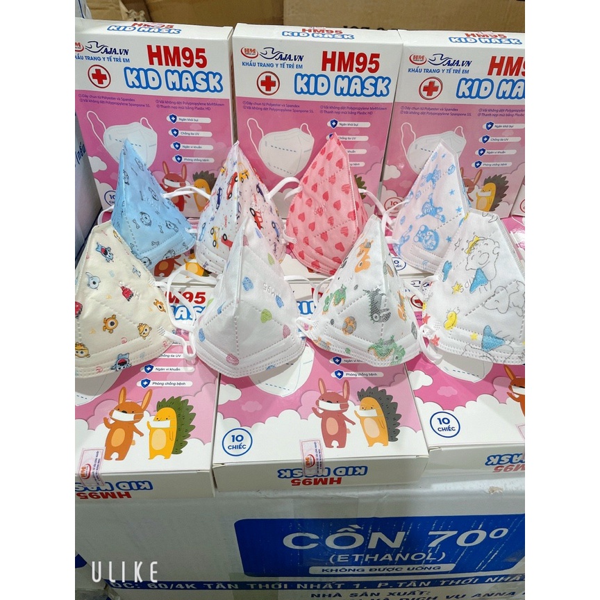 Khẩu trang TRẺ EM 5D cao cấp HM hộp 10 cái Ngăn ngừa bui, vi khuẩn, các bệnh lây truyền qua đường hô hấp