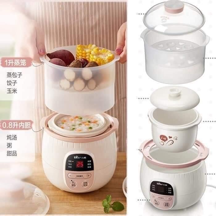 Nồi nấu cháo chậm, cách thủy và ninh hầm ăn dặm cho bé dung tích 0.8 lít và 1.6 lít