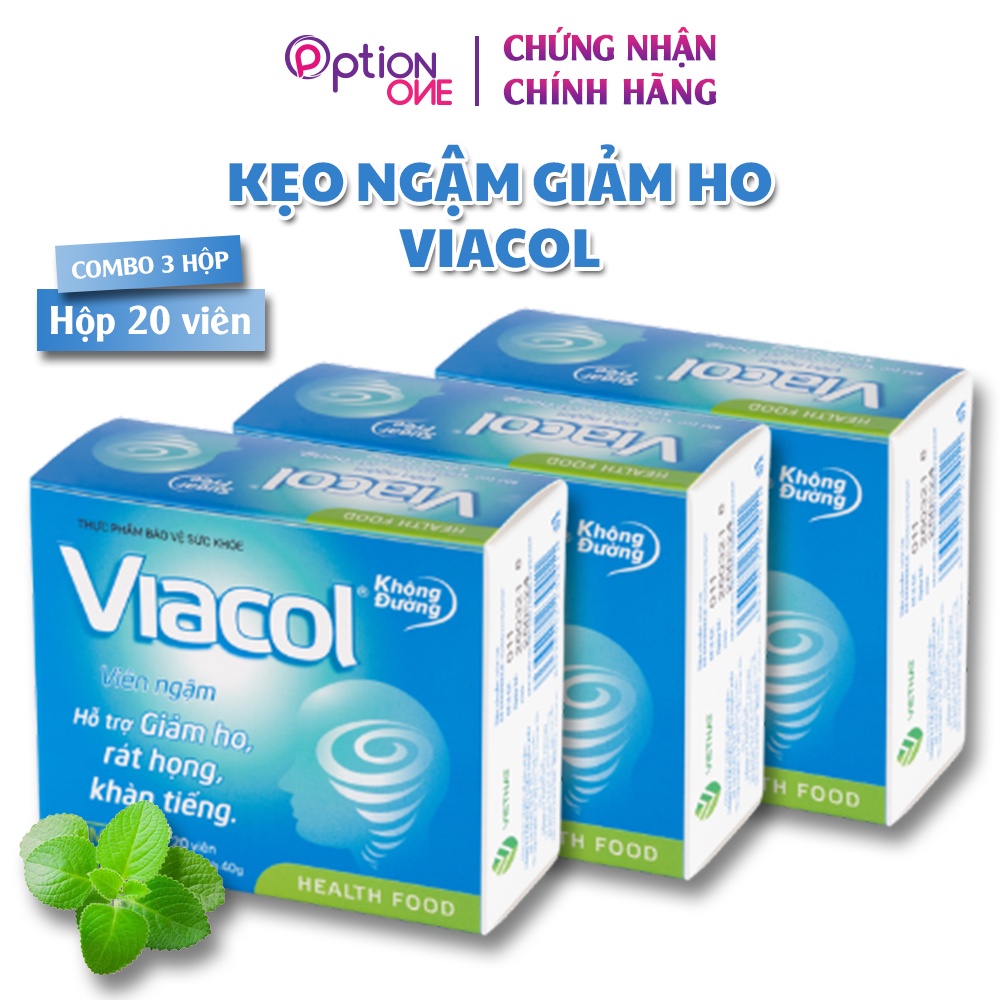 Kẹo ngậm Viacol thảo mộc Vietnat không đường giảm ho đau họng - 20 viên/ hộp