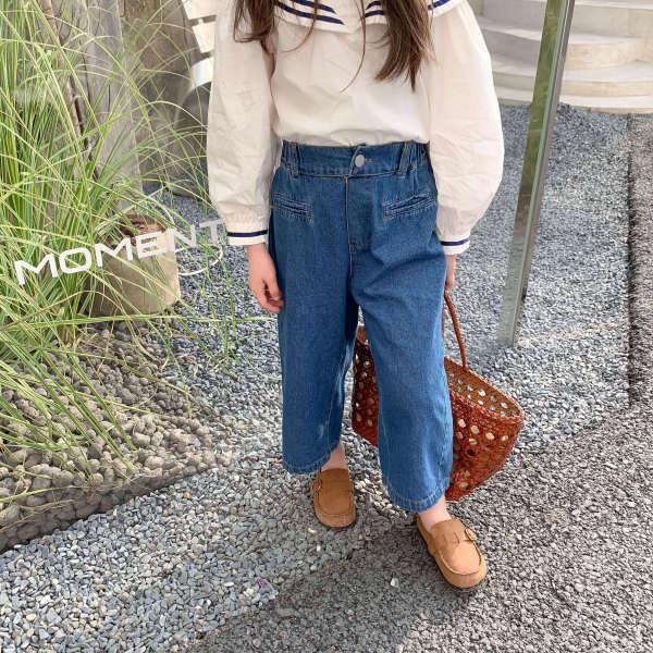 [Babycat] Hàng Có Sẵn Quần Jean Ống Rộng Dáng Rộng Thời Trang Xuân Thu Phong Cách Nhật Bản Hàn Quốc Kiểu Mới Thời Trang Xu Hướng Dành Cho Bé Gái