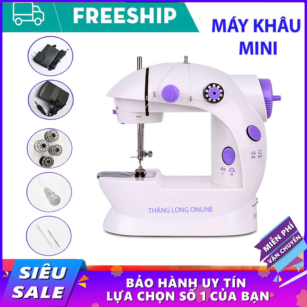 Máy Khâu Mini Gia Đình Tiện Dụng Hỗ Trợ May Vá - Máy May Mini 2 Chế Độ Nhanh Chậm Có Đèn LED - Tặng Kèm 4 Suốt Chỉ