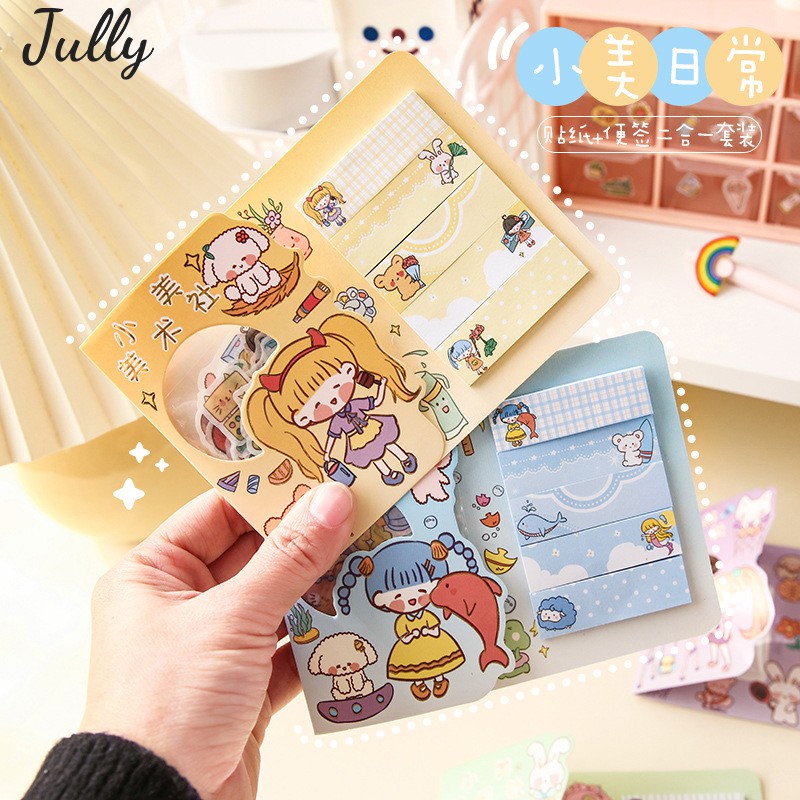 Giấy Đánh Dấu Trang - Giấy Phân Trang - Tặng Kèm Sticker Dễ Thương - Phong Cách Cute - JV25