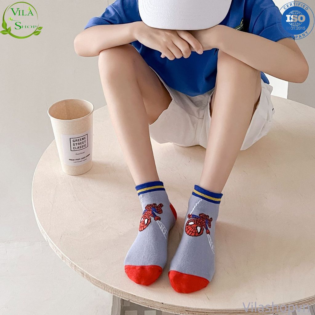 Tất Người Nhện Cho Bé, Vớ Trẻ Em Hoạt Hình Siêu Nhân Spider man Chất Liệu Cotton Thấm Hút Mồ Hôi 1-6 Tuổi