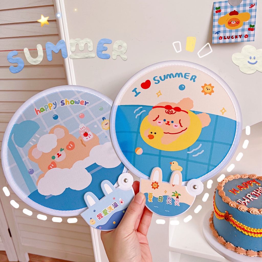 Quạt gió cầm tay mini gấp gọn hoạt hình dễ thương OT04