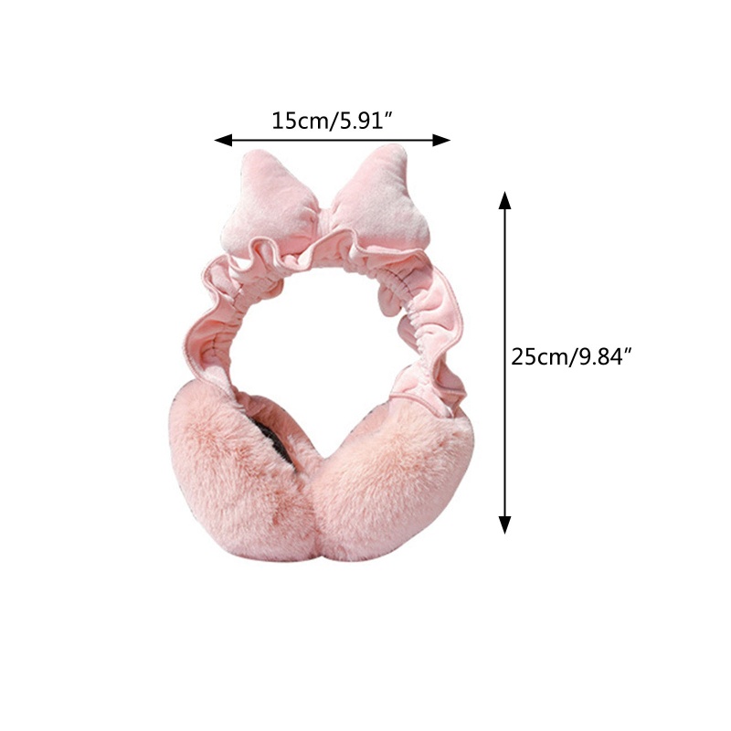 Chụp Tai Nhồi Bông Hình Nơ Viền Bèo Thời Trang Mùa Đông Cho Bé Gái