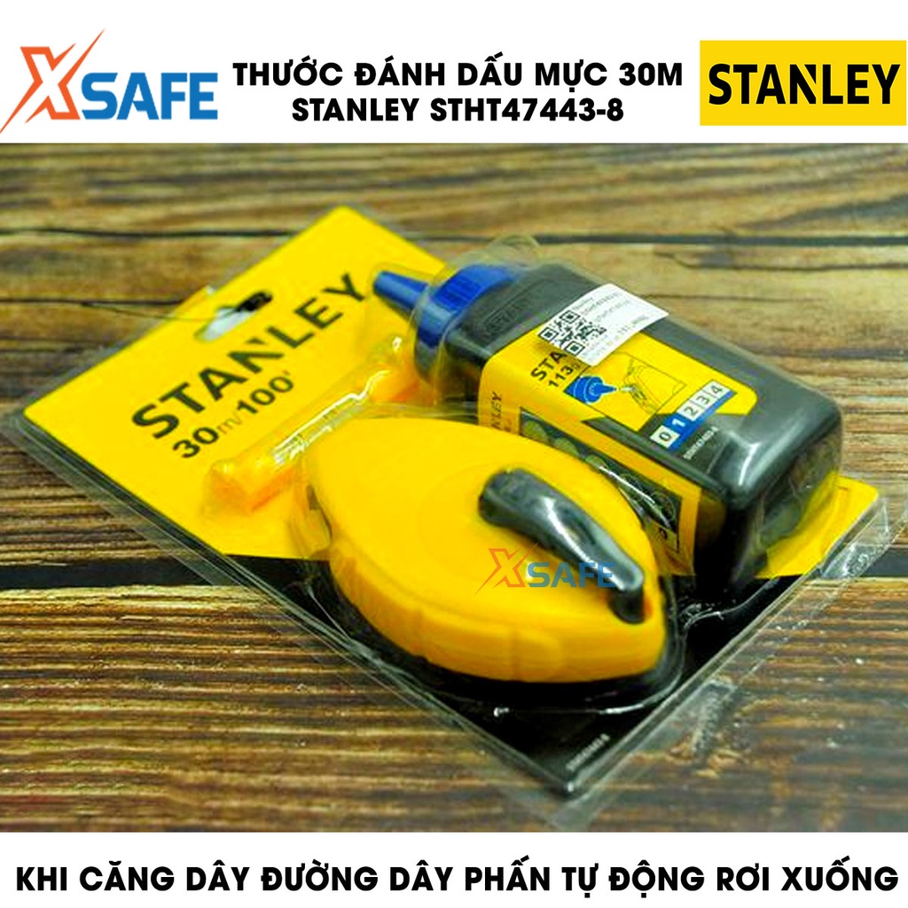 Thước đánh dấu vạch mực STANLEY vỏ nhựa ABS Dụng cụ đánh dấu Stanley có đầu móc làm bằng thép không gỉ, thiết kể nhỏ gọn