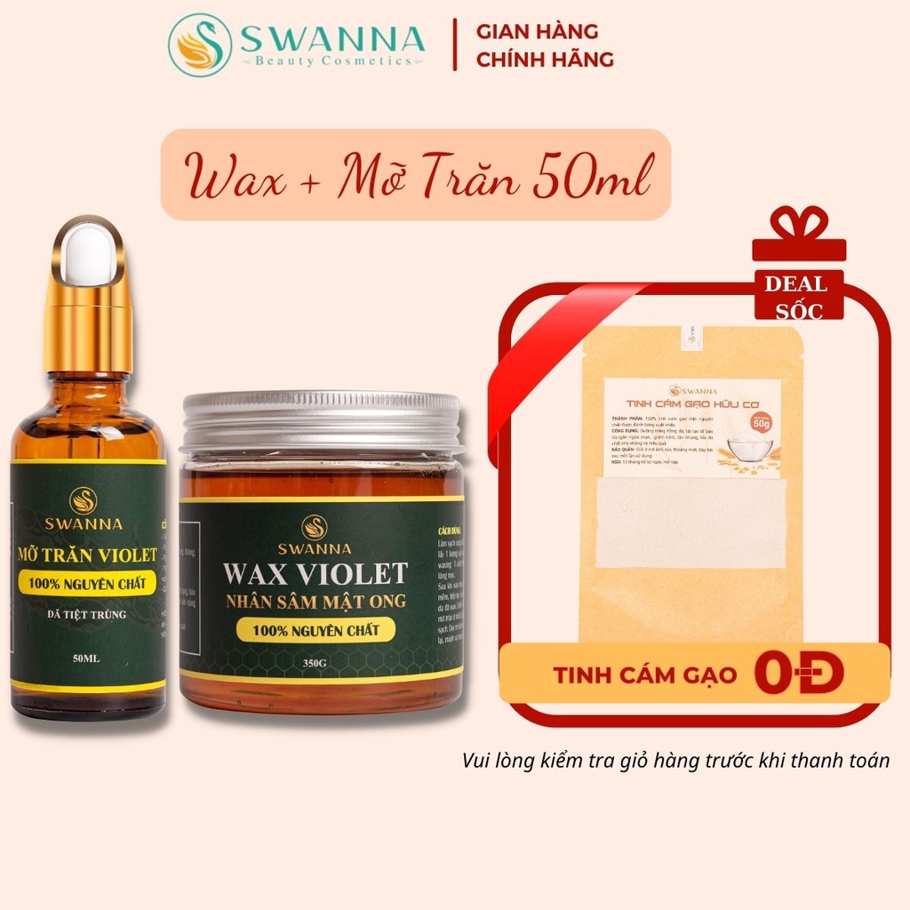 Combo Wax Lông + Mỡ Trăn 50ml VIOLET /  Tẩy lông nách/ tẩy lông tay chân/Wax vùng kín an toàn