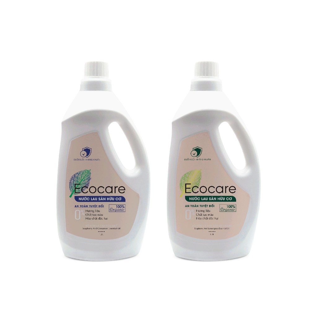 Nước lau sàn hữu cơ bồ hòn 1 Lít ECOCARE kết hợp tinh dầu thiên nhiên khử mùi, đuổi muỗi (Quế/Sả chanh)