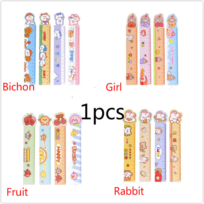 Cod Qipin 1Pcs INS Cartoon Soft Ruler Student Office Measuring Tool Bendable Scale Stationery 15cm Randomly