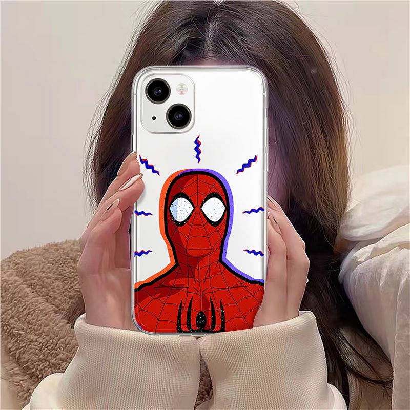iPhone 13pro Spider-Man Phone Case Apple 12 European and American Marvel 11 Niche XR Transparent Xs Funny 8 Soft Case u12w