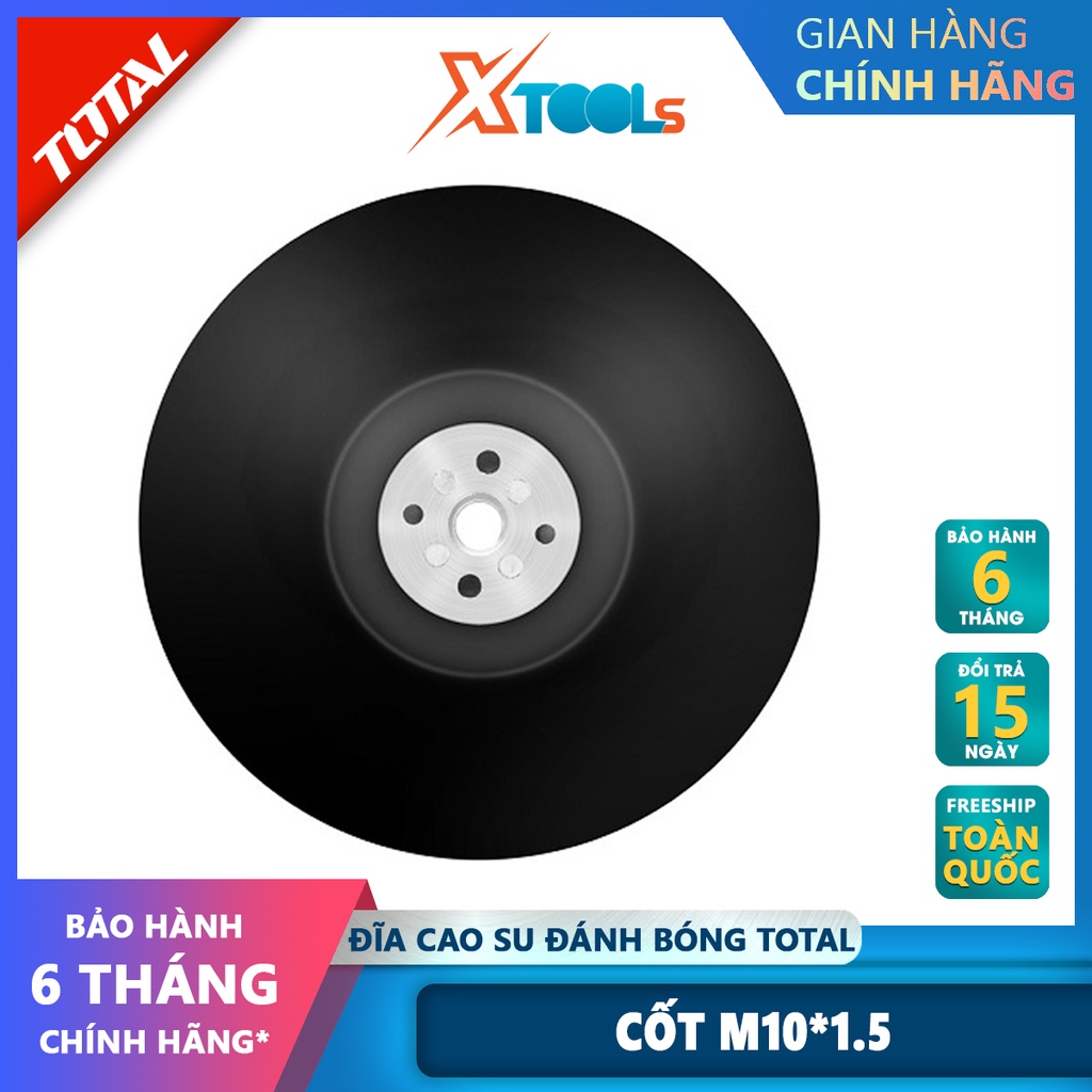Đĩa cao su đánh bóng TOTAL TAC7111152, đường kính 100mm chất liệu bằng cao su, cốt M10 x 1.5 đánh bóng các bề mặt-XTOOLS