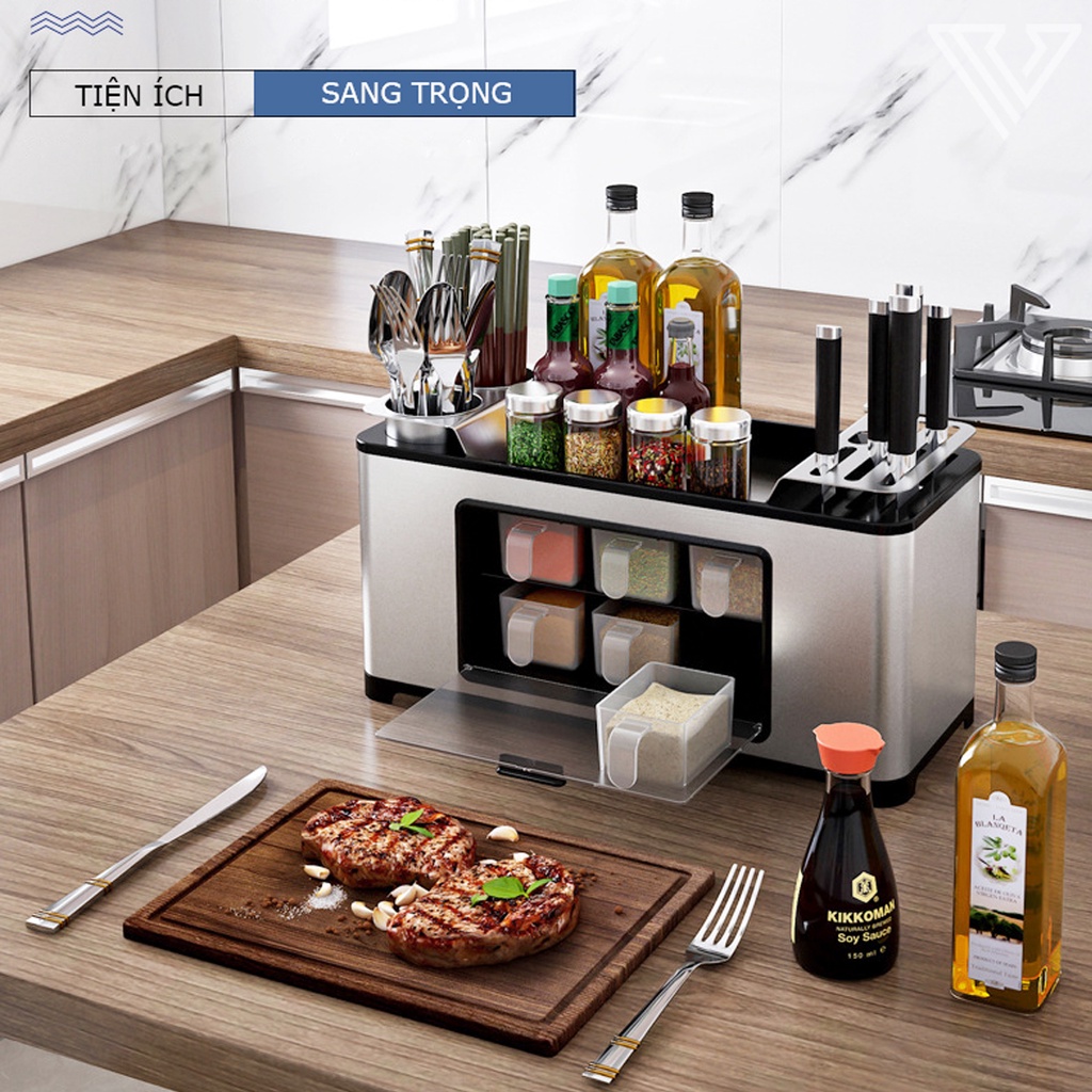 Kệ Đựng Gia Vị Nấu Ăn LIDORY, Tủ Gia Vị Inox 304,Tủ Để Chai Lọ Nguyên Liệu Nhà Bếp Chất Liệu Cao Cấp MS:HOPGIAVI