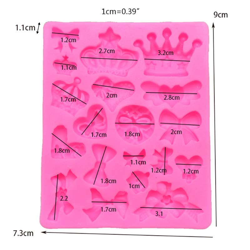 Khuôn Silicone Tạo Hình Làm Bánh Kẹo Hình Vương Miện Và Nơ