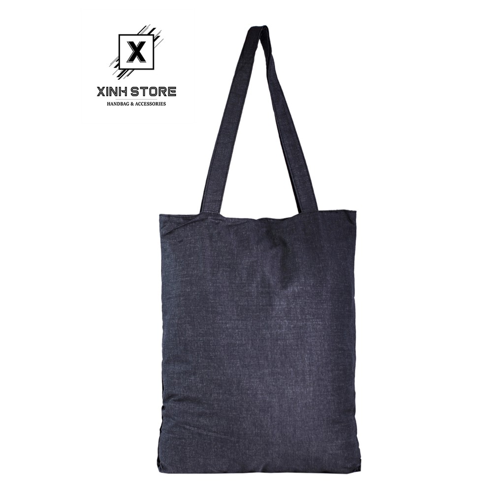 [Mã WABRBAGS giảm 20K đơn 99K] Túi Vải Đeo Vai Tote Bag Cỏ 4 Lá Đen XinhStore