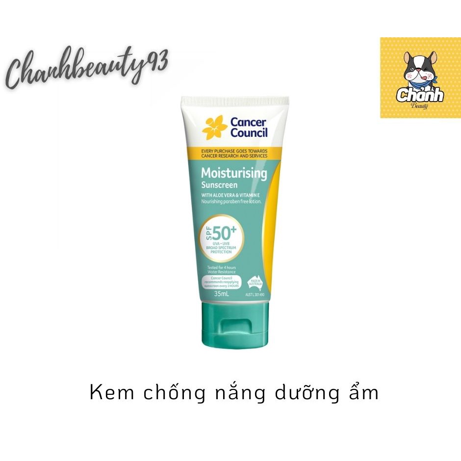 Cancer Council Moisturising With Aloe Vera &amp; Vitamin E - Kem chống nắng dưỡng ẩm SPF 50+