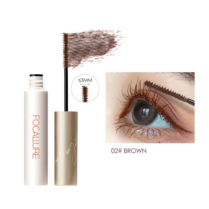MASCARA FOCALLURE CHUỐT LÔNG MI DÀI CONG DÀY, CHỐNG THẤM NƯỚC, ĐẦU CỌ 3MM DUNG TÍCH 6ML