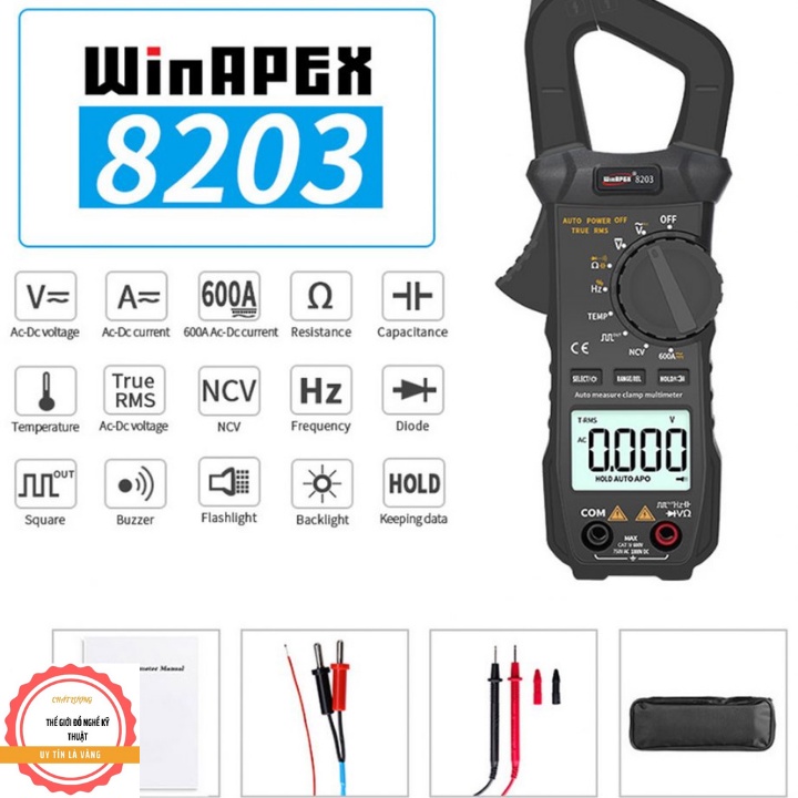 ĐỒNG HỒ KẸP DÒNG WINAPEX 8203 ( kẹp dòng cao cấp đo được ampe dc và đo tối đa V dc lên đến 1000V )