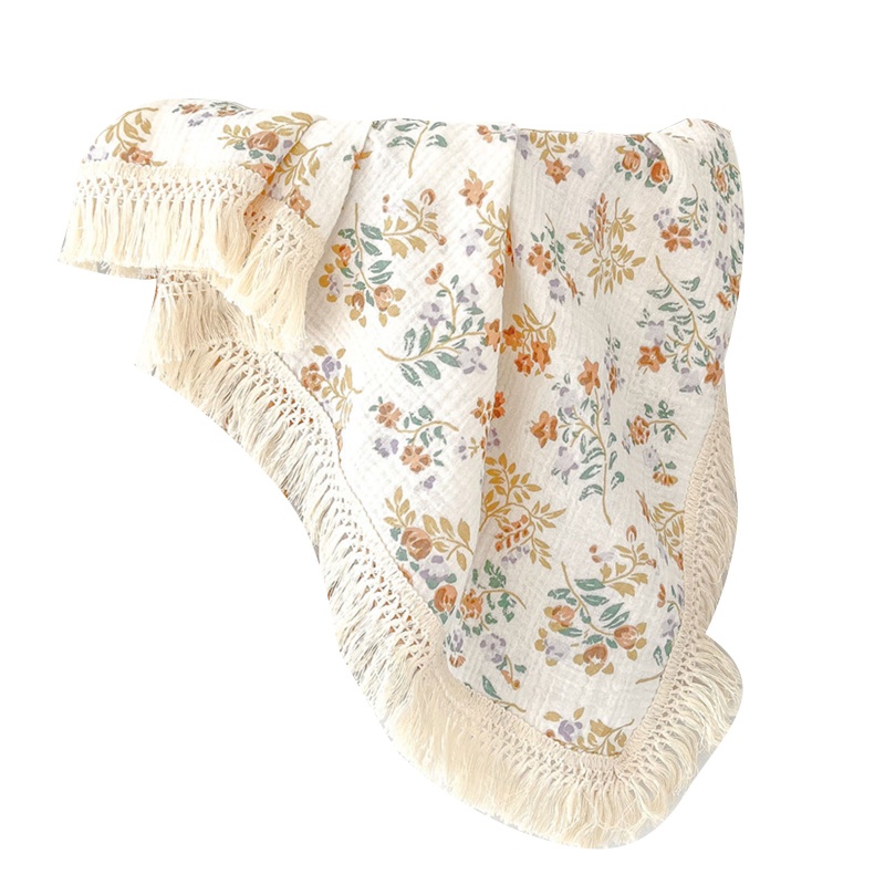 Chăn Quấn Em Bé Chất Liệu Cotton Mềm Phối Tua Rua Phong Cách Hồi Giáo