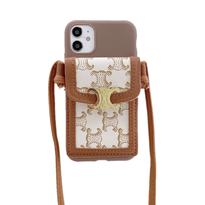 Ốp điện thoại phối ví đựng thẻ có dây đeo thời trang cho Iphone 13 11 Pro Max 12 Mini 5 5s 6 6s 7 8 Plus