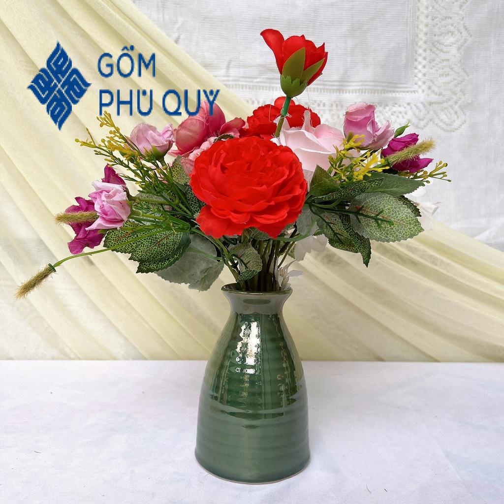 Bình Hoa Decor 🌻 Gốm Sứ Bát Tràng 🌻 Bình Gốm Cắm Hoa,lọ Sake Phình S3 Hoả Biến Gomphuquy Tm31